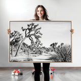 88164251-MGV-CV-36X24-Joshua Tree Wall Art Canvas Print, Framed Desert Path Art Picture Print, Monochrome Desert Perfect Minimalist Desert Decor Artwork