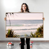 23287092-MGV-CV-36X24-Ocean Surfer Wall Art Canvas Print, Framed Coastal Surf Art Picture Print, Tropical Beach Perfect Tropical Coastal Decor Artwork