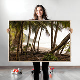 92093951-MGV-CV-36X24-Tropical Jungle Wall Art Canvas Print, Framed Palm Tree Forest Art Picture Print, Coastal Escape Perfect Jungle Retreat Decor