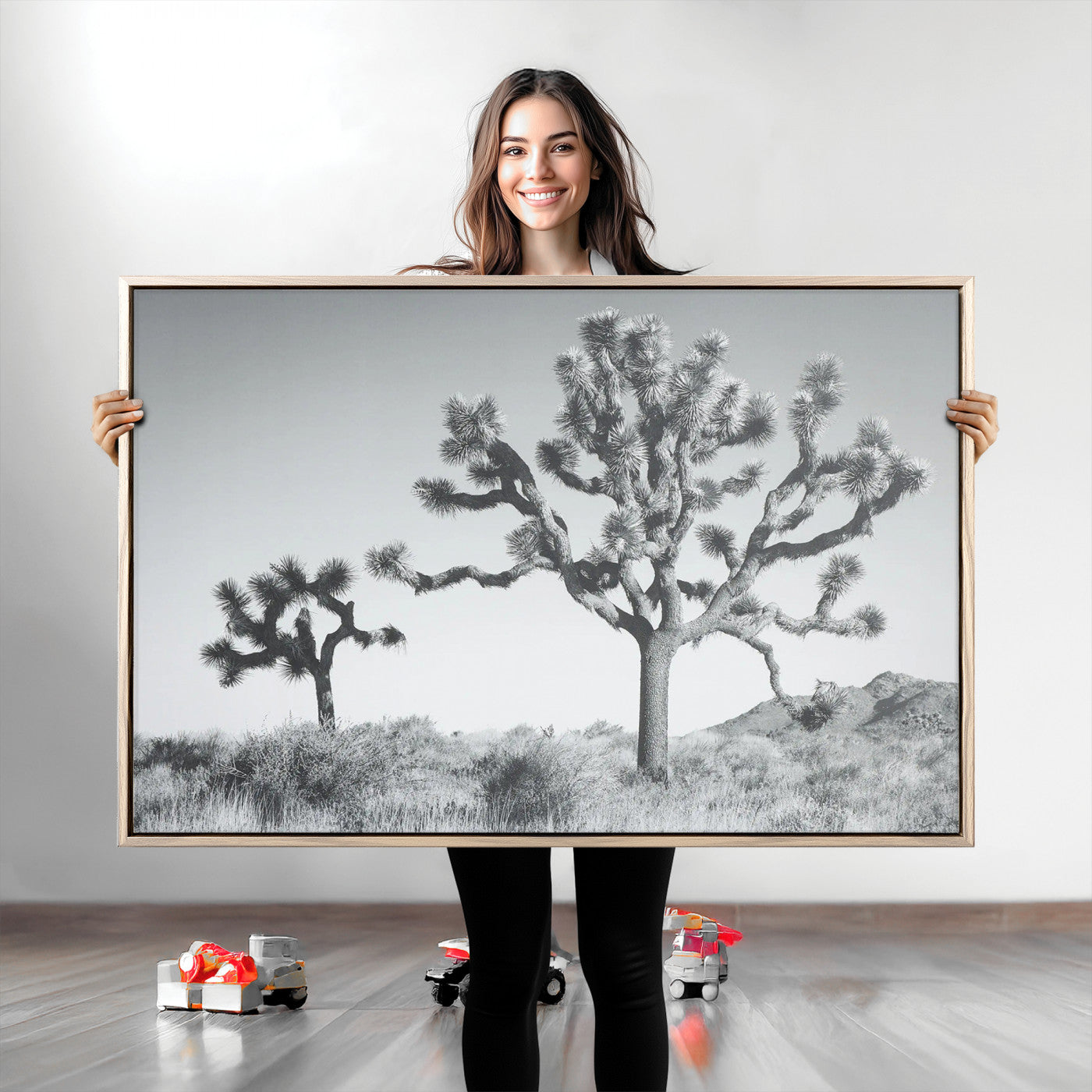 58647785-MGV-CV-36X24-Calm Earthy Aesthetic Wall Art Canvas Print, Framed Arid Terrain Decor Art Picture Print, Joshua Tree Perfect Rustic Minimalist