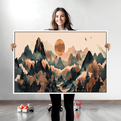 46509506-MGV-CV-36X24-Mountain Wall Art – Sunset Canvas Print, Nature Inspired Artwork, Scenic Wall Decor for Living Room, Bedroom, Office