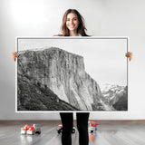 39393420-MGV-CV-36X24-El Capitan Wall Art Canvas Print, Framed Yosemite Cliff Art Picture Print, Monochrome Mountain Perfect Monochrome Sierra Decor
