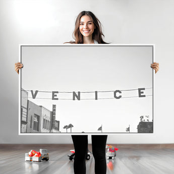 68254589-MGV-CV-36X24-Venice Sign Wall Art Canvas Print, Framed Venice Letters Art Picture Print, Los Angeles Perfect Minimalist Urban Decor Artwork