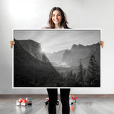 39278955-MGV-CV-36X24-Yosemite Valley Wall Art Canvas Print, Framed El Capitan Art Picture Print, Misty Mountain Perfect Modern Rustic Decor Artwork