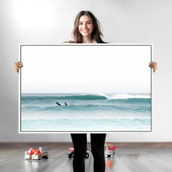 56345117-MGV-CV-36X24-Minimalist Surfing Wall Art Canvas Print, Framed Ocean Waves Art Picture Print, Soft Ocean Perfect Minimalist Coastal Decor