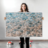 26580287-MGV-CV-36X24-Clear Water Wall Art Canvas Print, Framed Sunlit Ripples Art Picture Print, Ocean Texture Perfect Modern Coastal Decor Artwork