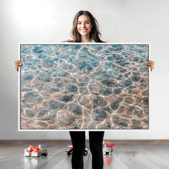 26580287-MGV-CV-36X24-Clear Water Wall Art Canvas Print, Framed Sunlit Ripples Art Picture Print, Ocean Texture Perfect Modern Coastal Decor Artwork