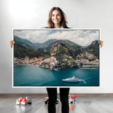 20321590-MGV-CV-36X24-Amalfi Coast Wall Art Canvas Print, Framed Italy Travel Art Picture Print, Mediterranean Landscape Perfect Mediterranean Coastal