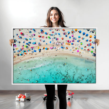 76172085-MGV-CV-36X24-Tropical Shoreline Wall Art Canvas Print, Framed Beach Relaxing Art Picture Print, Aerial Summer Perfect Coastal Vibrant Decor