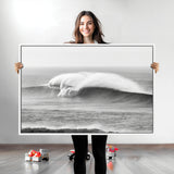 42544082-MGV-CV-36X24-Monochrome Seascape Wall Art Canvas Print, Framed Surf Wave Art Picture Print, Minimalist Ocean Perfect Moody Coastal Decor