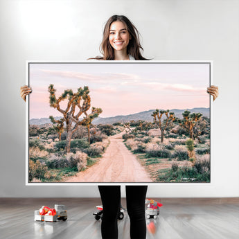 12540952-MGV-CV-36X24-Joshua Tree Park Wall Art Canvas Print, Framed Desert Road Art Picture Print, Sunset Drive Perfect Southwestern Boho Decor Artwork