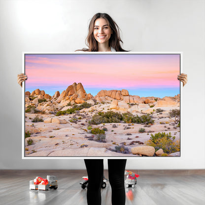 96167137-MGV-CV-36X24-Vibrant Sunset Sky Wall Art Canvas Print, Framed Joshua Tree Art Picture Print, Rugged Terrain Perfect Southwestern Boho Decor