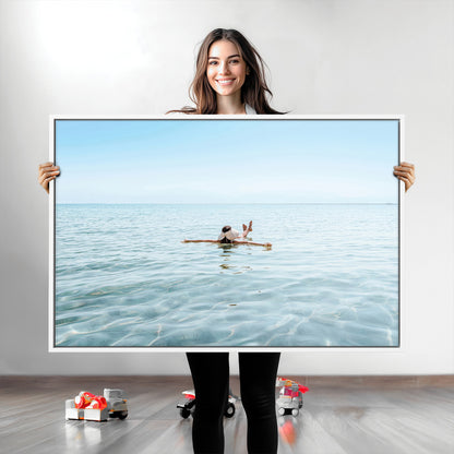 32624554-MGV-CV-36X24-Swimming Relaxation Wall Art Canvas Print, Framed Peaceful Water Art Picture Print, Clear Sea Perfect Minimalist Aquatic Decor