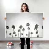 62298277-MGV-CV-36X24-Monochrome Palms Wall Art Canvas Print, Framed Minimalist Trees Art Picture Print, Silhouetted Palms Perfect Tropical Minimalist
