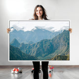 79393816-MGV-CV-36X24-Misty Mountain Wall Art Canvas Print, Framed Cloudy Andean Art Picture Print, Rugged Mountain Perfect Rustic Nature Decor Artwork