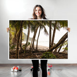 92093951-MGV-CV-36X24-Tropical Jungle Wall Art Canvas Print, Framed Palm Tree Forest Art Picture Print, Coastal Escape Perfect Jungle Retreat Decor