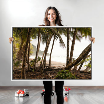 92093951-MGV-CV-36X24-Tropical Jungle Wall Art Canvas Print, Framed Palm Tree Forest Art Picture Print, Coastal Escape Perfect Jungle Retreat Decor