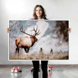 70489411-MGV-CV-36X24-Elk Photography Wall Art Canvas Print, Framed Mountain Wildlife Art Picture Print, Rustic Nature Decor Perfect Rustic Lodge Decor