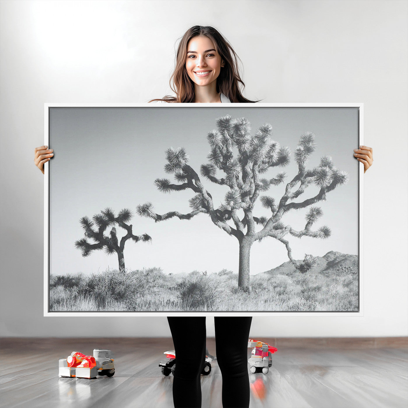 58647785-MGV-CV-36X24-Calm Earthy Aesthetic Wall Art Canvas Print, Framed Arid Terrain Decor Art Picture Print, Joshua Tree Perfect Rustic Minimalist