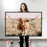 54986862-MGV-CV-36X24-Majestic Longhorn Wall Art – Canvas Print of Graceful Strength & Bold Spirit, Wild Plains Beauty Nature Inspired Rustic Decor for