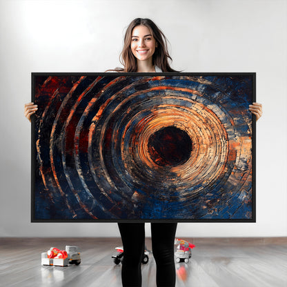 10017879-MGV-CV-36X24-Wood Tree Ring Wall Art Canvas Print, Framed Natural Wood Art Picture Print, Rustic Tree Slice Perfect Rustic Decor Artwork