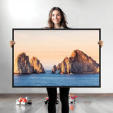72996116-MGV-CV-36X24-El Arco Wall Art Canvas Print, Framed Cabo Rocks Art Picture Print, Ocean Arch Perfect Golden Coastal Landmark Decor Artwork