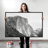 39393420-MGV-CV-36X24-El Capitan Wall Art Canvas Print, Framed Yosemite Cliff Art Picture Print, Monochrome Mountain Perfect Monochrome Sierra Decor