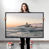 58502923-MGV-CV-36X24-Wave Rider Wall Art Canvas Print, Framed Ocean Wave Art Picture Print, Riding Surf Perfect Sunset Surf Decor Artwork