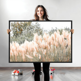 21826392-MGV-CV-36X24-Pampas Grass Wall Art Canvas Print, Framed Soft Pampas Art Picture Print, Pastel Grasses Perfect Soft Neutral Boho Decor Artwork