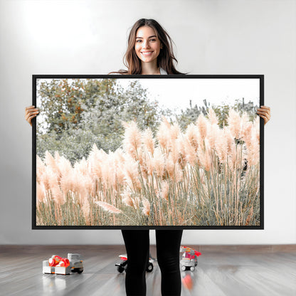 21826392-MGV-CV-36X24-Pampas Grass Wall Art Canvas Print, Framed Soft Pampas Art Picture Print, Pastel Grasses Perfect Soft Neutral Boho Decor Artwork