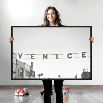 68254589-MGV-CV-36X24-Venice Sign Wall Art Canvas Print, Framed Venice Letters Art Picture Print, Los Angeles Perfect Minimalist Urban Decor Artwork