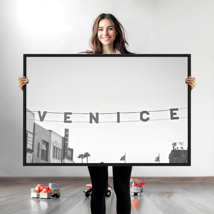 68254589-MGV-CV-36X24-Venice Sign Wall Art Canvas Print, Framed Venice Letters Art Picture Print, Los Angeles Perfect Minimalist Urban Decor Artwork