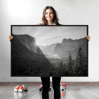 39278955-MGV-CV-36X24-Yosemite Valley Wall Art Canvas Print, Framed El Capitan Art Picture Print, Misty Mountain Perfect Modern Rustic Decor Artwork