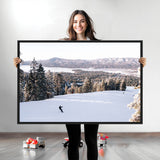 79857868-MGV-CV-36X24-Snowy Mountain Wall Art Canvas Print, Framed Ski Slope Art Picture Print, Winter Forest Perfect Modern Rustic Decor Artwork