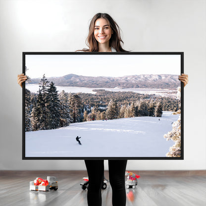 79857868-MGV-CV-36X24-Snowy Mountain Wall Art Canvas Print, Framed Ski Slope Art Picture Print, Winter Forest Perfect Modern Rustic Decor Artwork