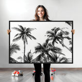 46641801-MGV-CV-36X24-Palm Tree Wall Art Canvas Print, Framed Black White Tropics Art Picture Print, Monochrome Palms Perfect Modern Tropical Minimalist