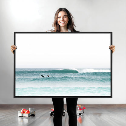 56345117-MGV-CV-36X24-Minimalist Surfing Wall Art Canvas Print, Framed Ocean Waves Art Picture Print, Soft Ocean Perfect Minimalist Coastal Decor