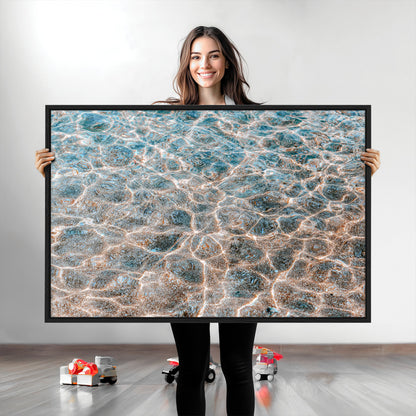 26580287-MGV-CV-36X24-Clear Water Wall Art Canvas Print, Framed Sunlit Ripples Art Picture Print, Ocean Texture Perfect Modern Coastal Decor Artwork