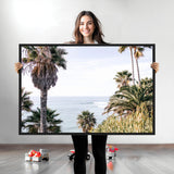 51404565-MGV-CV-36X24-Palm Trees Wall Art Canvas Print, Framed Ocean Breeze Art Picture Print, Coastal View Perfect Tropical Coastal Decor Artwork