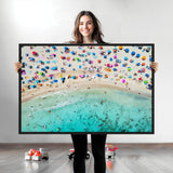 76172085-MGV-CV-36X24-Tropical Shoreline Wall Art Canvas Print, Framed Beach Relaxing Art Picture Print, Aerial Summer Perfect Coastal Vibrant Decor