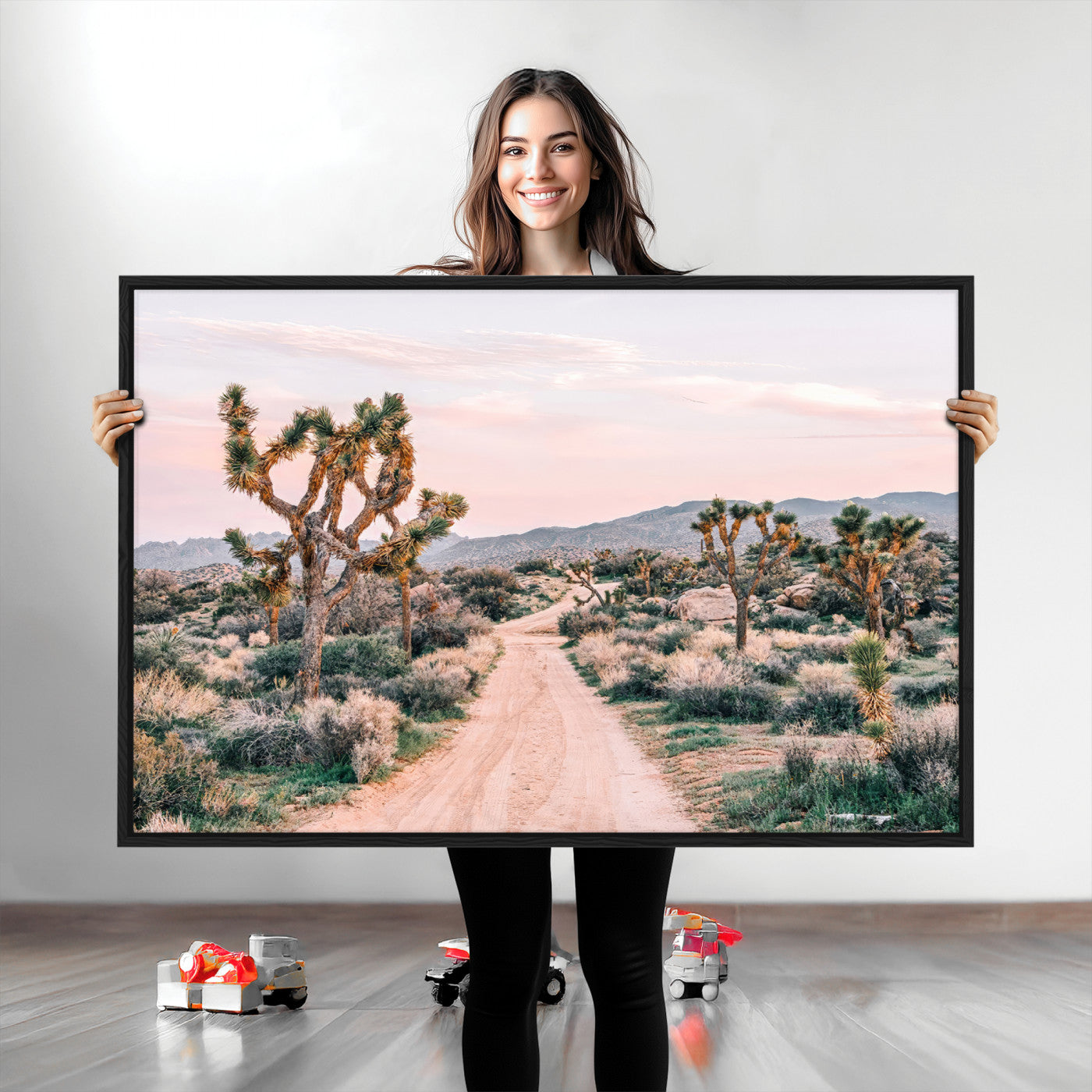 12540952-MGV-CV-36X24-Joshua Tree Park Wall Art Canvas Print, Framed Desert Road Art Picture Print, Sunset Drive Perfect Southwestern Boho Decor Artwork