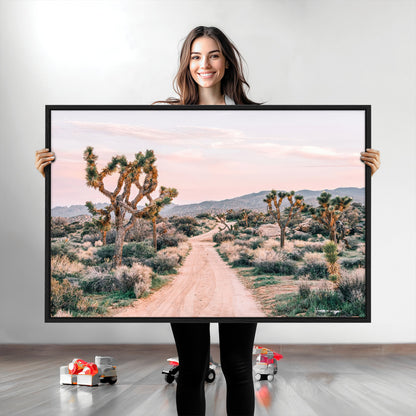 12540952-MGV-CV-36X24-Joshua Tree Park Wall Art Canvas Print, Framed Desert Road Art Picture Print, Sunset Drive Perfect Southwestern Boho Decor Artwork