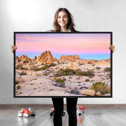 96167137-MGV-CV-36X24-Vibrant Sunset Sky Wall Art Canvas Print, Framed Joshua Tree Art Picture Print, Rugged Terrain Perfect Southwestern Boho Decor