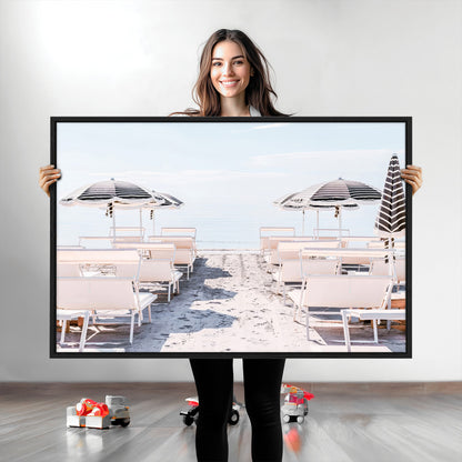 67623952-MGV-CV-36X24-Minimalist Beach Wall Art Canvas Print, Framed Pastel Sand Art Picture Print, Beach Aesthetic Perfect Coastal Minimalist Decor