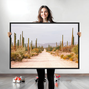 30742780-MGV-CV-36X24-Desert Cactus Wall Art Canvas Print, Framed Southwestern Art Picture Print, Bohemian Western Perfect Southwestern Boho Decor