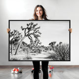 88164251-MGV-CV-36X24-Joshua Tree Wall Art Canvas Print, Framed Desert Path Art Picture Print, Monochrome Desert Perfect Minimalist Desert Decor Artwork