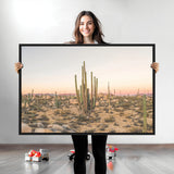 76234974-MGV-CV-36X24-Desert Cactus Wall Art Canvas Print, Framed Baja Desert Art Picture Print, Pastel Desert Perfect Southwestern Boho Decor Artwork