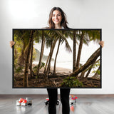92093951-MGV-CV-36X24-Tropical Jungle Wall Art Canvas Print, Framed Palm Tree Forest Art Picture Print, Coastal Escape Perfect Jungle Retreat Decor