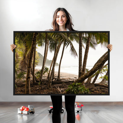92093951-MGV-CV-36X24-Tropical Jungle Wall Art Canvas Print, Framed Palm Tree Forest Art Picture Print, Coastal Escape Perfect Jungle Retreat Decor