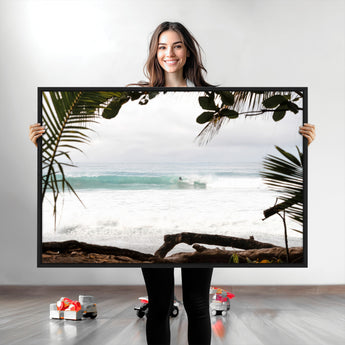 50382104-MGV-CV-36X24-Tropical Surf Wall Art Canvas Print, Framed Palm Tree View Art Picture Print, Beach House Art Perfect Boho Coastal Decor Artwork